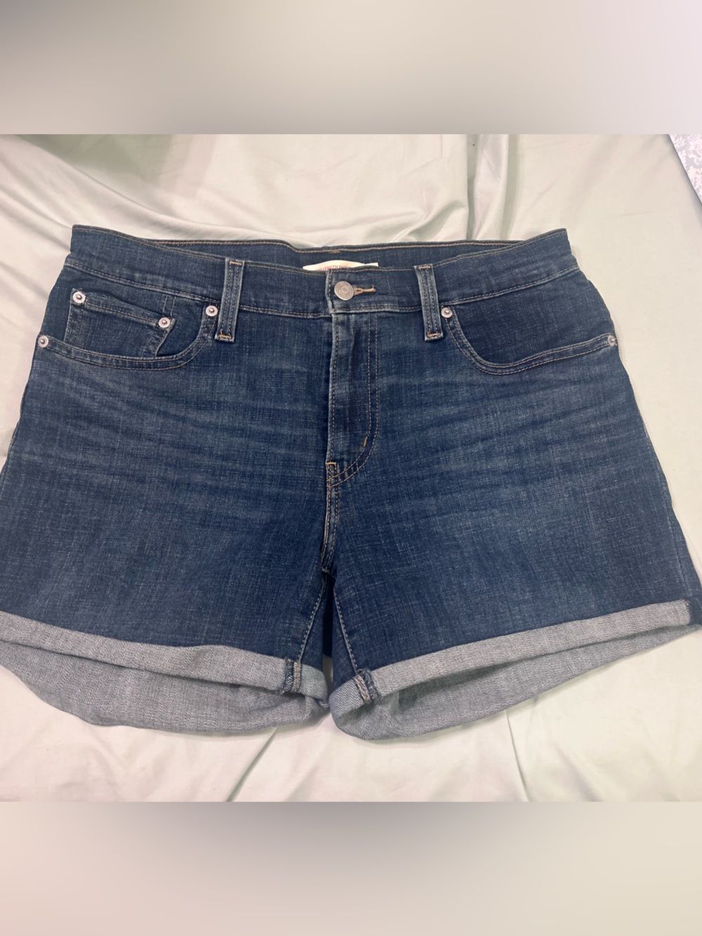 Levi's Dark Blue Denim Rolled-Hem Shorts